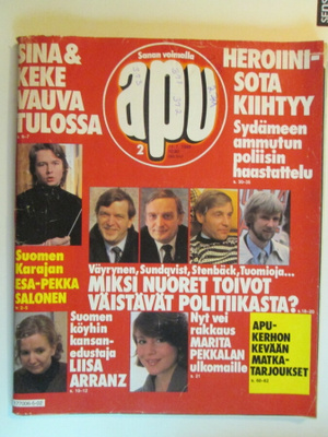 APU LEHTI 2 / 1985 VIIKKOLEHTI SISÄLLYSLUETTELOT KUVISSA