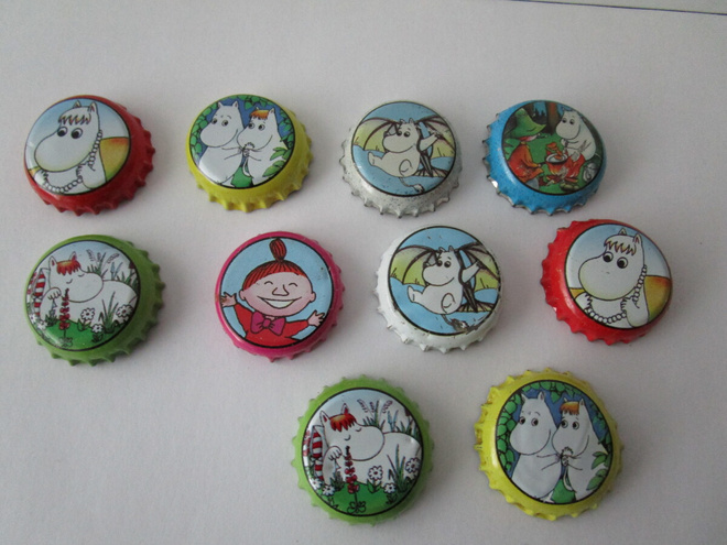 Vintage Muumi kruunukorkit, 10 kpl