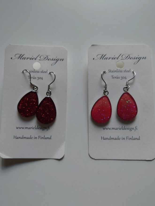 Mariel Design korvakorut 2 paria pinkki ja punainen