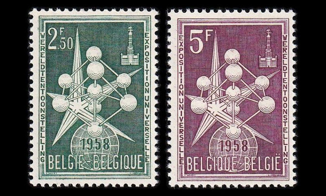 Belgia 1091-2 ** Brysselin maailmannäyttely (1958)