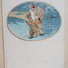 Joulupukki kahlaa lahjoineen läpi hangen, kultausta, p. 1939 - pikkukuva 1