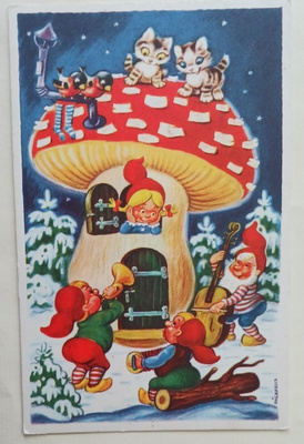 Tonttujen kärpässienitalo, p. 1964 + Tubi-joulumerkki