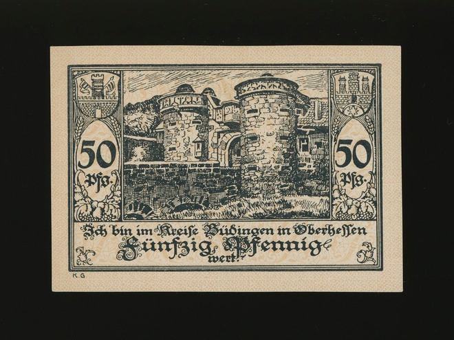 Saksa Notgeld 50 Pfennig, Büdingen 1.11.1918