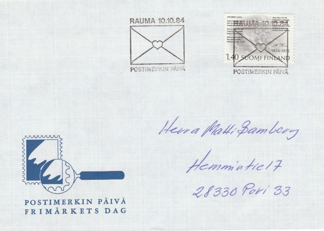 ERIKOISLEIMA , Postimerkin päivä, Rauma 10.10.1984