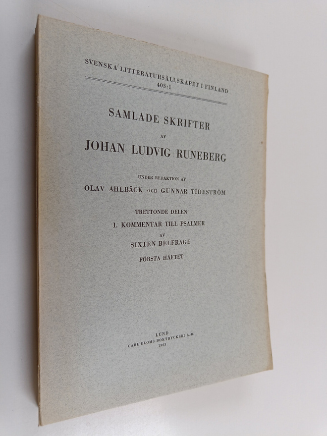 Sixten Belfrage : Samlade skrifter av Johan Ludvig Runebe...