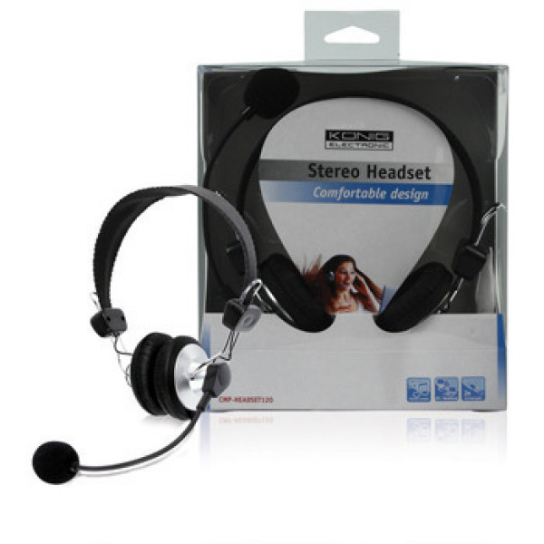 König 120 Stereo Headset, 2x3.5mm, 2m, musta / hopea *UUSI*