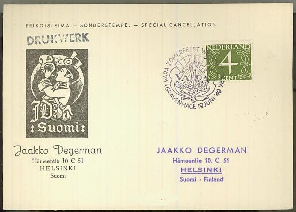 Hollanti 1949 erikoisleimakortti