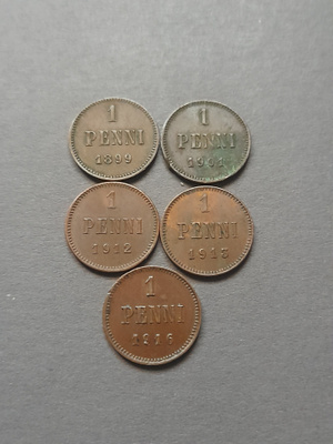 1 penni , 5kpl