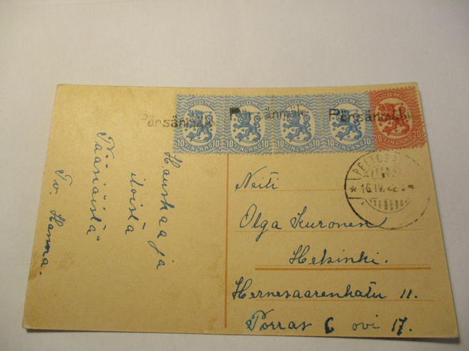 1922 Pörsänmäki (Iisalmi) rivil + Peltosalmi kortti