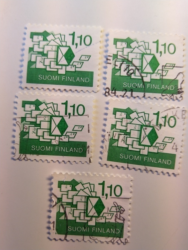 Uusi kirjeluokitus vihreä postimerkki 1,10 markka