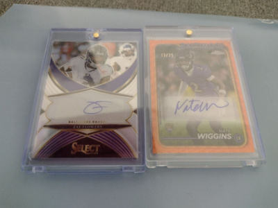 Kaksi nimikirjoitus korttia NFL Nate Wiggins ja Zay Flowers
