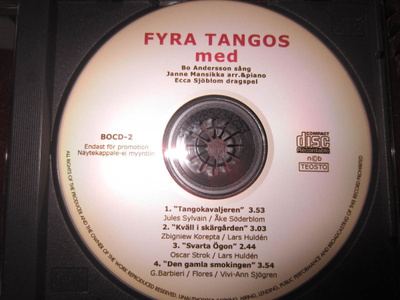 Bo Andersson - Fyra Tangos Promo CD