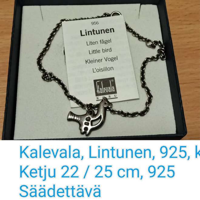 KALEVALA , hopeinen LINTUNEN - ranne-/nilkkaketju
