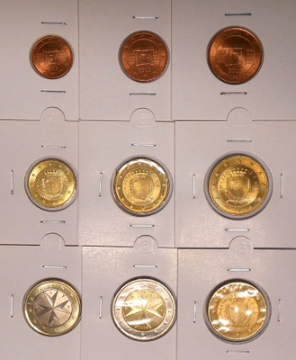 Malta. 1c-2€. 2008 Unc. 50c 2013.