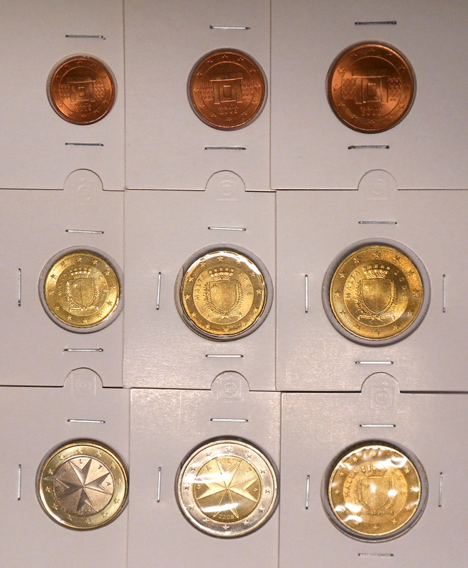 Malta. 1c-2€. 2008 Unc. 50c 2013.
