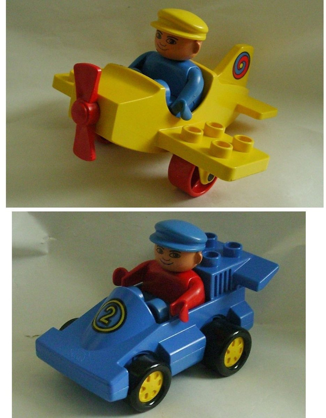 Vintage Lego Dublo Lentokone ja Formula 1 Auto Setti