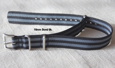 Nato 18mm Bond musta/harmaa - tikattu