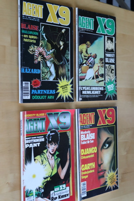 4 kpl Agent X9 lehtiä (9/84, 5/90,  10/91 ja 13/1993)
