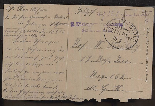Saksa 1916 kenttäpostikortti