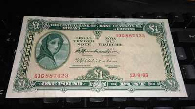 Ireland Irlanti 1 Pound 1965 P64 VF+