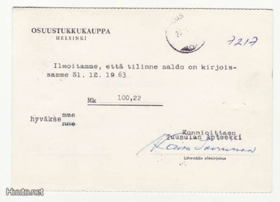 FIRMAKORTTI HYRYLÄ TUUSULA N APTEEKKI