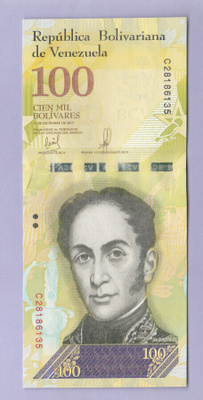 Venezuela 100000 (100 Mil) Bolivares v.2017 UNC P-100