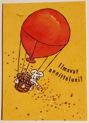 "Ilmavat onnitteluni!"-KULKEMATON POSTIKORTTI