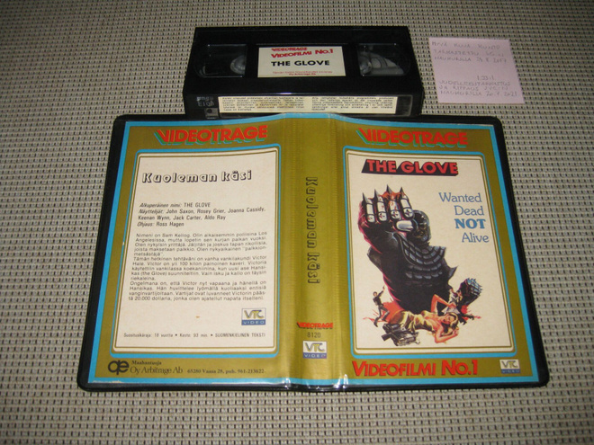 The Glove -Kuoleman Käsi-VHS FIx, Videotrage Gold, K18, 1979