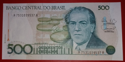 BRASIL 500 CRUZADOS 1988 P-212d UNC (K16-S52)
