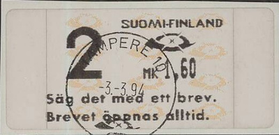 Automaattimerkki 1993 säg det med ett brev loist