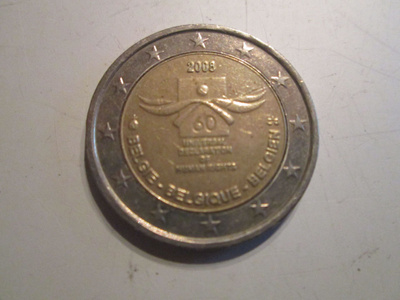 2 € JUHLARAHA 2008 BELGIA IHMISOIKEUKSIEN 60 V.PÄIVÄ