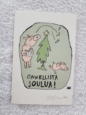 Joulupossut painotyö, signeerattu Jaana Suorsa