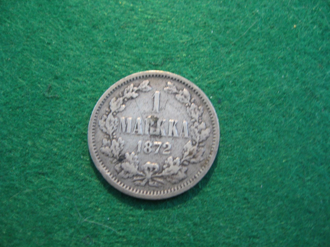 1 markka 1872 - hopeaa