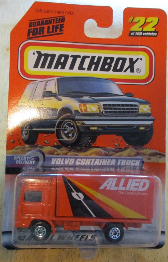 Volvo FL Container Truck Allied Orange -99 Matchbox #22 1:90