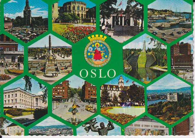 Oslo, Norja, sommitelmakortti. vaakuna ,    e65