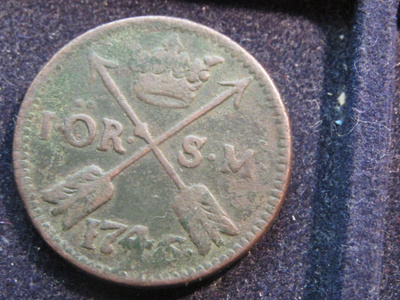 1 öre 1746. Frederik I. Ruotsi-Sweden