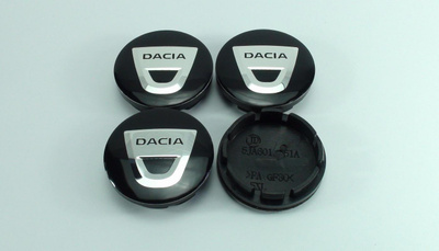 Dacia vannekeskiöt – Vakiologo, Kromi-musta – 56mm (4kpl