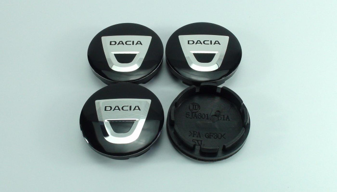Dacia vannekeskiöt – Vakiologo, Kromi-musta – 56mm (4kpl