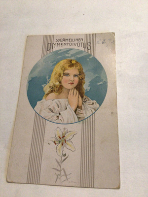 Onnittelukortti kulkenut 1923