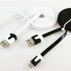 USB 2.0 kaapeli, A uros - Micro-B uros, litteä musta 2m UUSI - pikkukuva 1