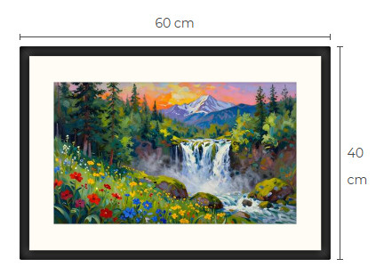 Uusi vesiputous metsämaisema art print taulu 40 cm x 60 cm
