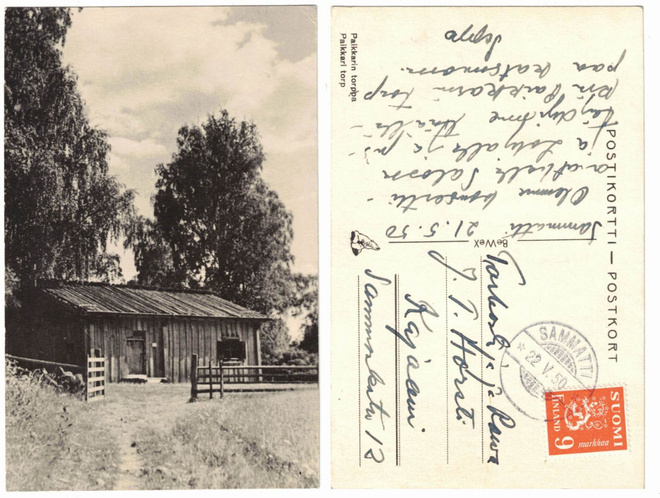 Vanha kortti, Paikkarin torppa, vuodelta 1950