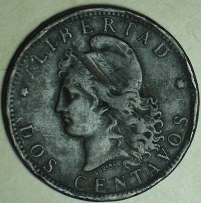 1883 Argentina Dos Centavos