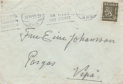 1944, Turku, Kirje Paraisille ( ( Pargas Vepå )
