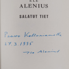 Ele Alenius : Salatut tiet : muistelmat (signeerattu, tek... - pikkukuva 3