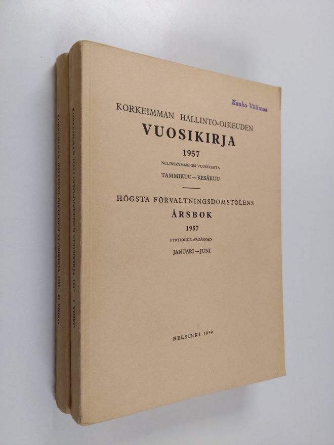 Korkeimman hallinto-oikeuden vuosikirja 1957 : 1-2