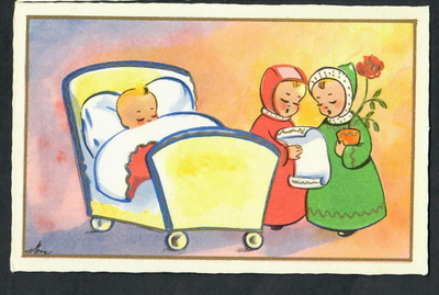 Lapsi - Nukkuva lapsi - Kortti 1940-50-luvulta