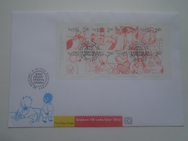 SARJAKUVA 100 VUOTTA - ENSIPÄIVÄKUORI ( FDC )
