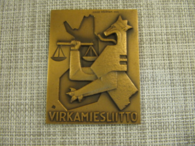 Virkamiesliitto mitali 1958 /Kauko Räsänen 1958.