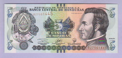 Honduras 5 Lempiras v.2019 UNC P-98